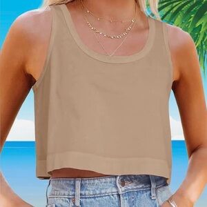 Casual Tan Sleeveless Top